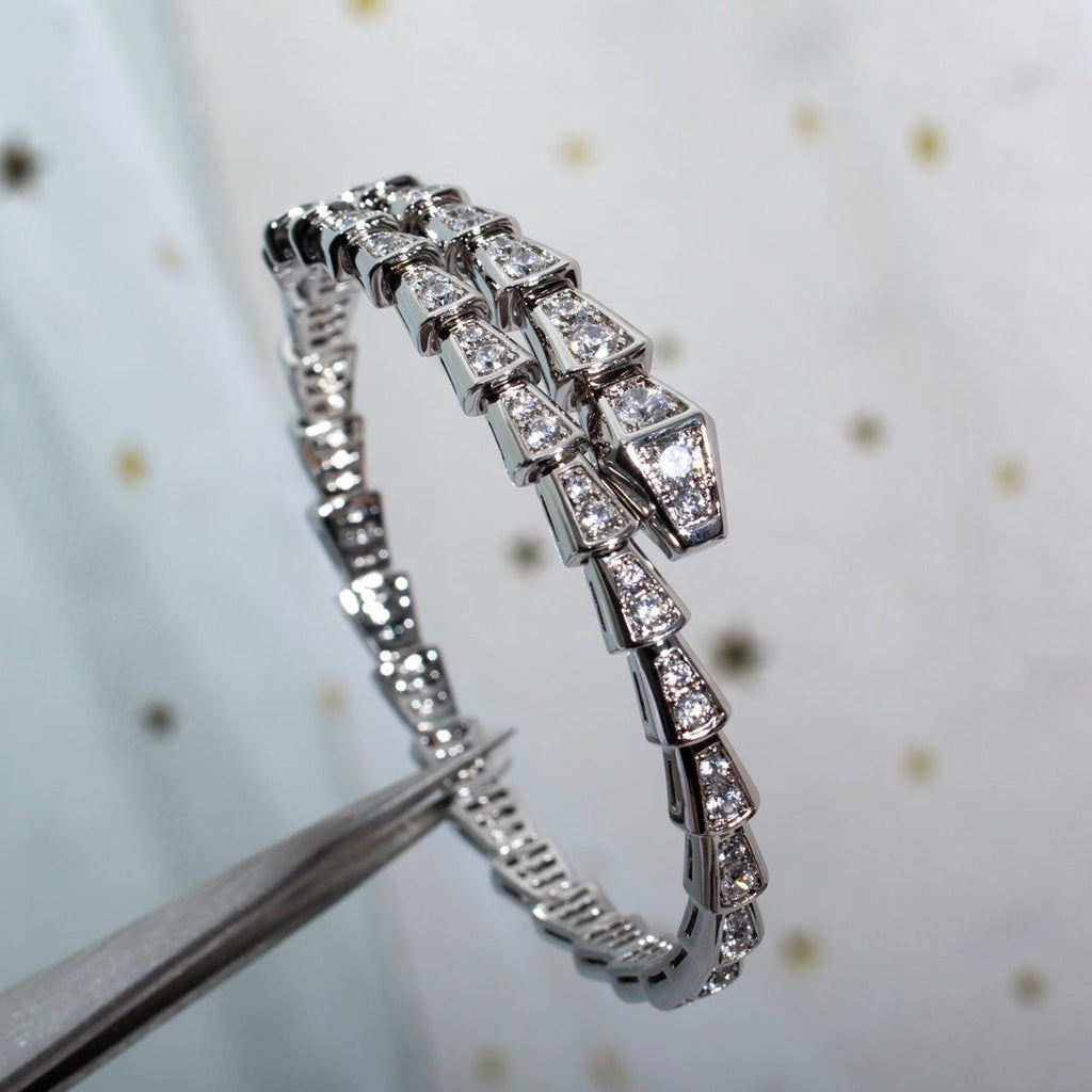 Bvlgari Serpenti Bracelet 6MM Silver Cubic Zirconia