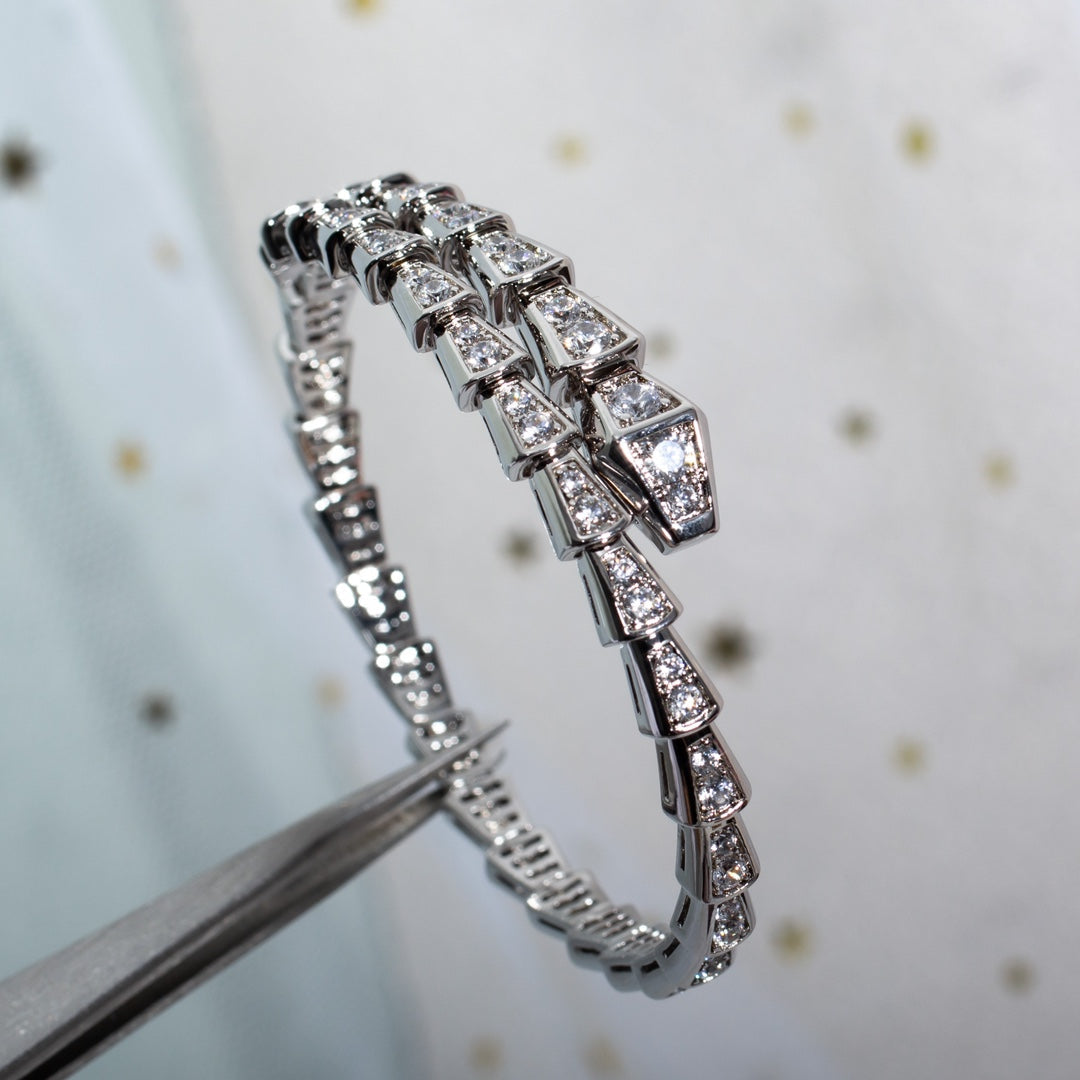 Bvlgari Serpenti Bracelet 6MM Silver Cubic Zirconia