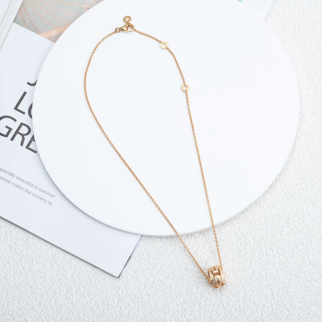 Bvlgari Parentesi Necklace Pink Gold Diamond
