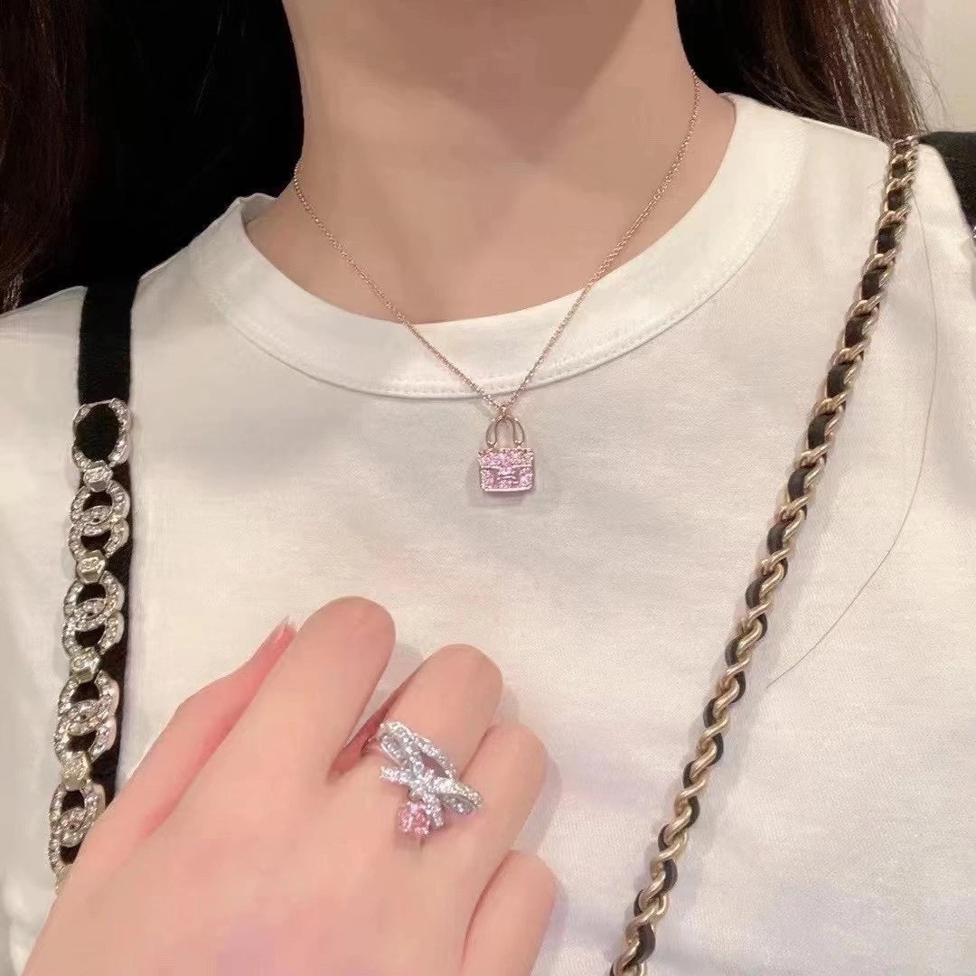 Hermes Constance Pendant Purple Cubic Zirconia Necklace