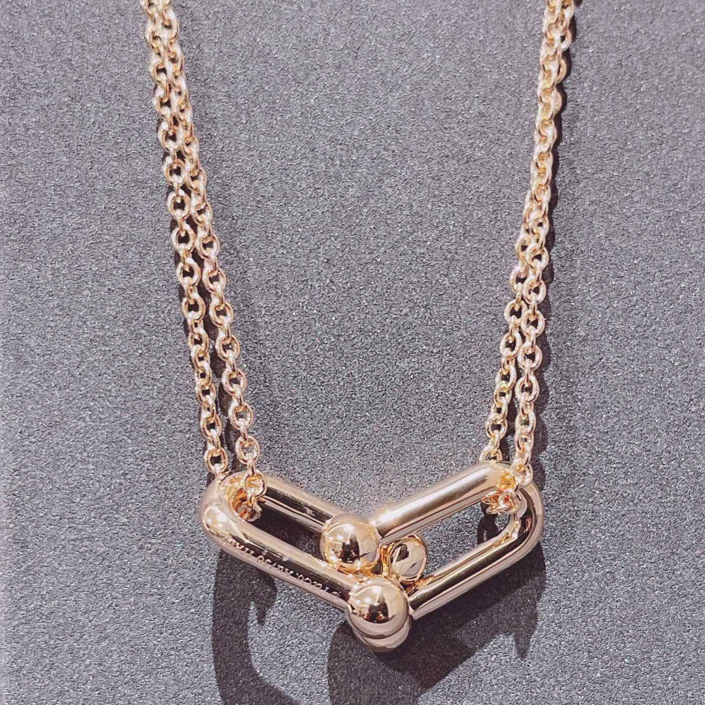 Tiffany Hardwear Double Link Pendant Pink Gold Necklace