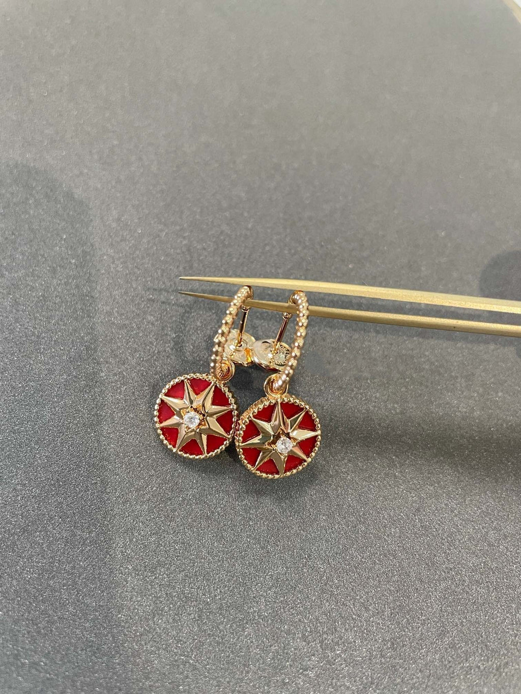 Dior Lucky Star Pink Gold Carnelian Earrings - Style 2