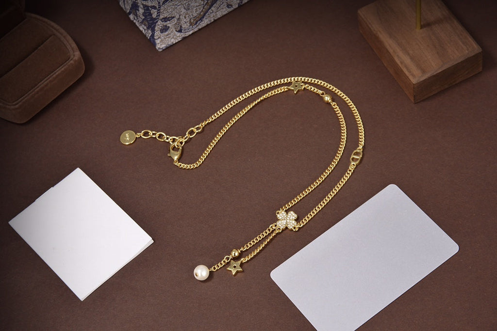 Dior Star and Ball Gold Cubic Zirconia Necklace