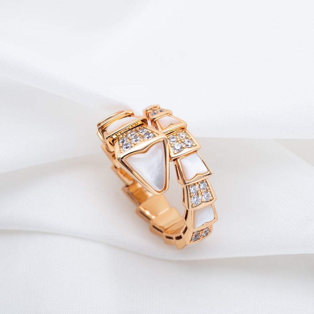 Bvlgari Serpenti Ring Pink Gold Cubic Zirconia MOP