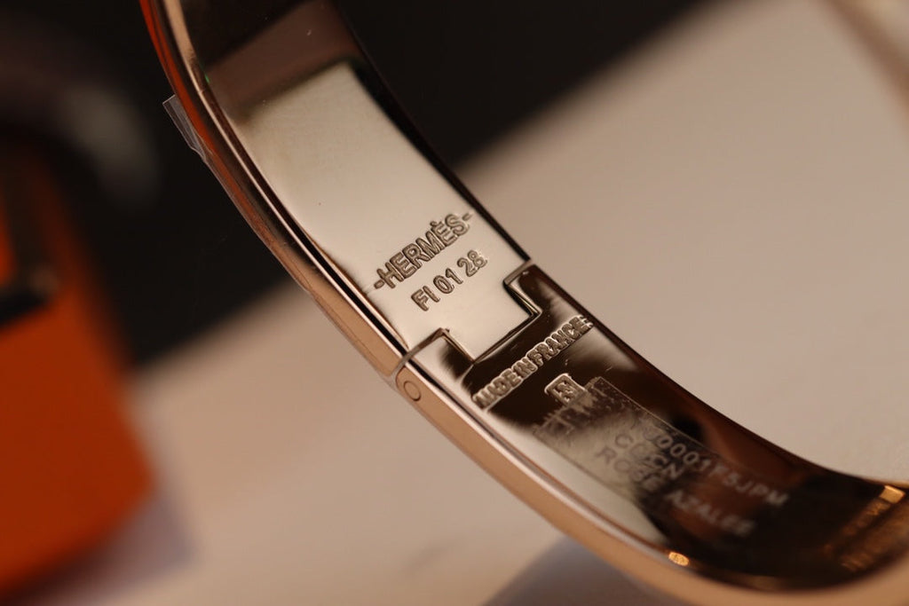 Hermes H Lock Pink Gold Bracelet 12MM