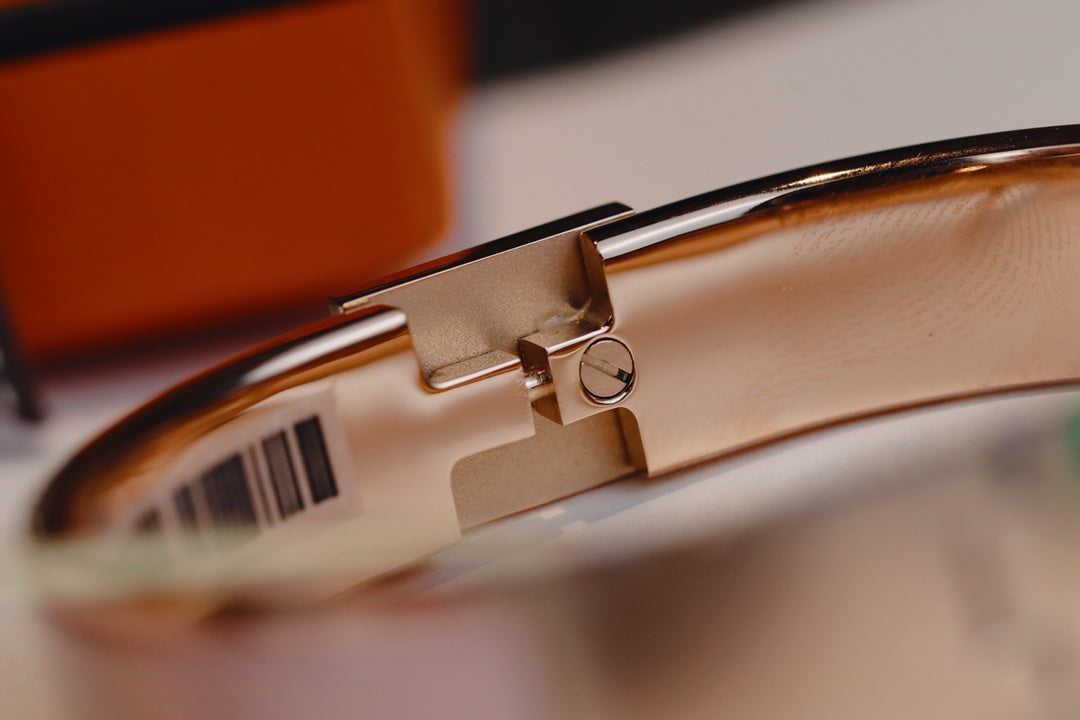 Hermes H Lock Pink Gold Bracelet 12MM