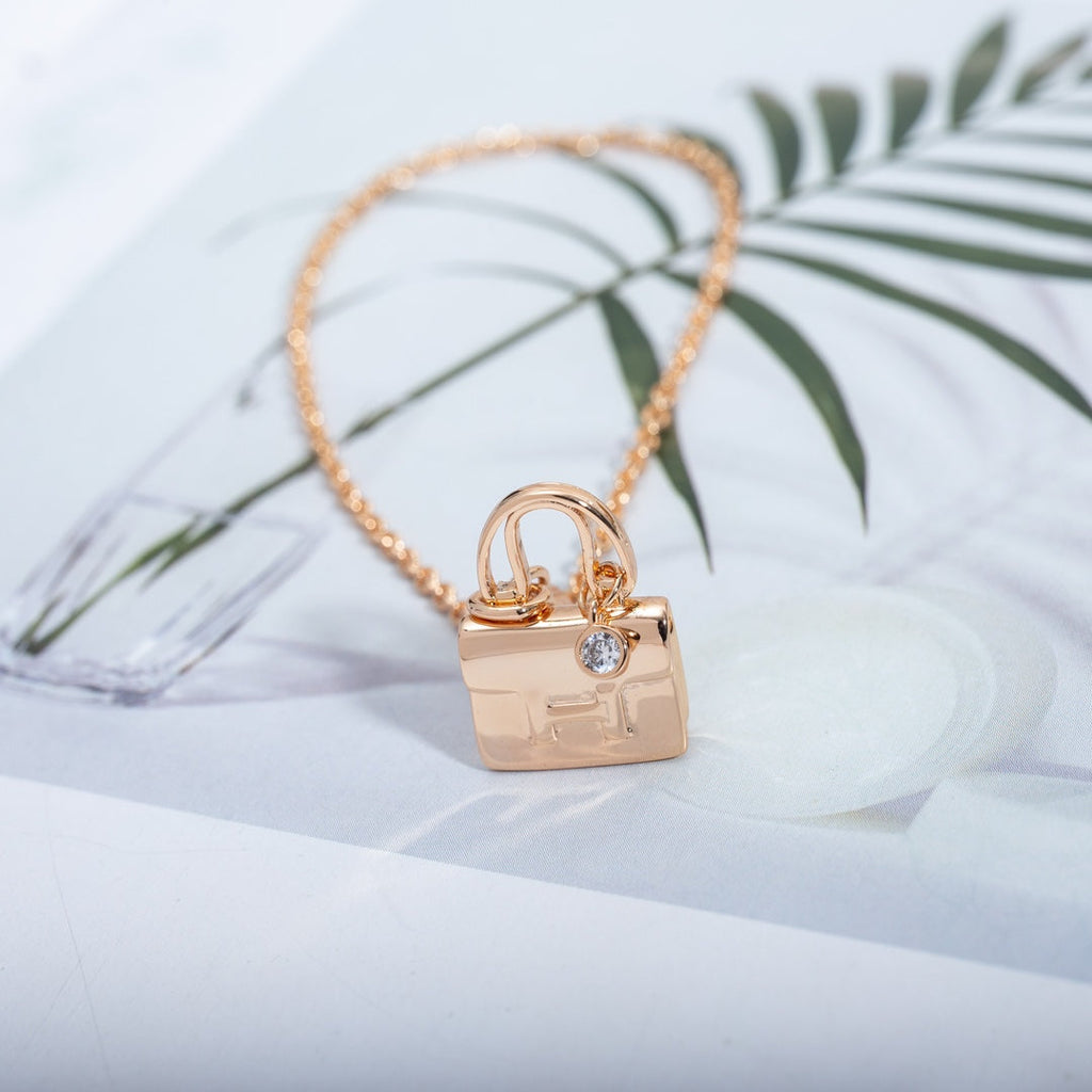 Hermes Amulette Constance Pendant Pink Gold Necklace