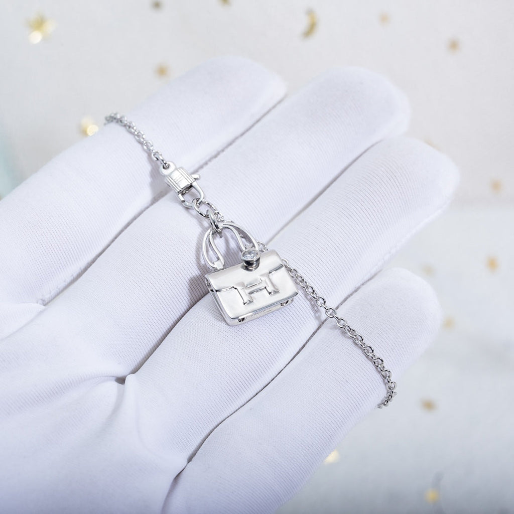 Hermes Amulette Constance Pendant Silver Necklace