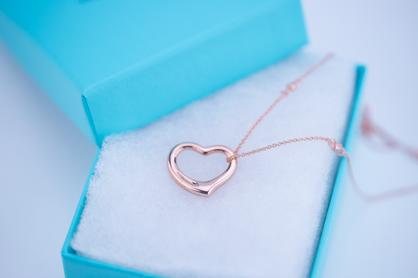 Tiffany Open Heart Pendant Pink Gold Necklace