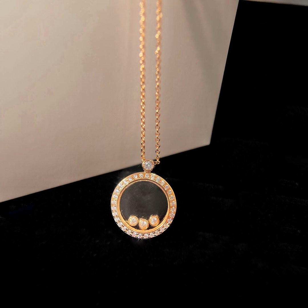Chopard Happy Heart Cubic Zirconia Pink Gold Necklace
