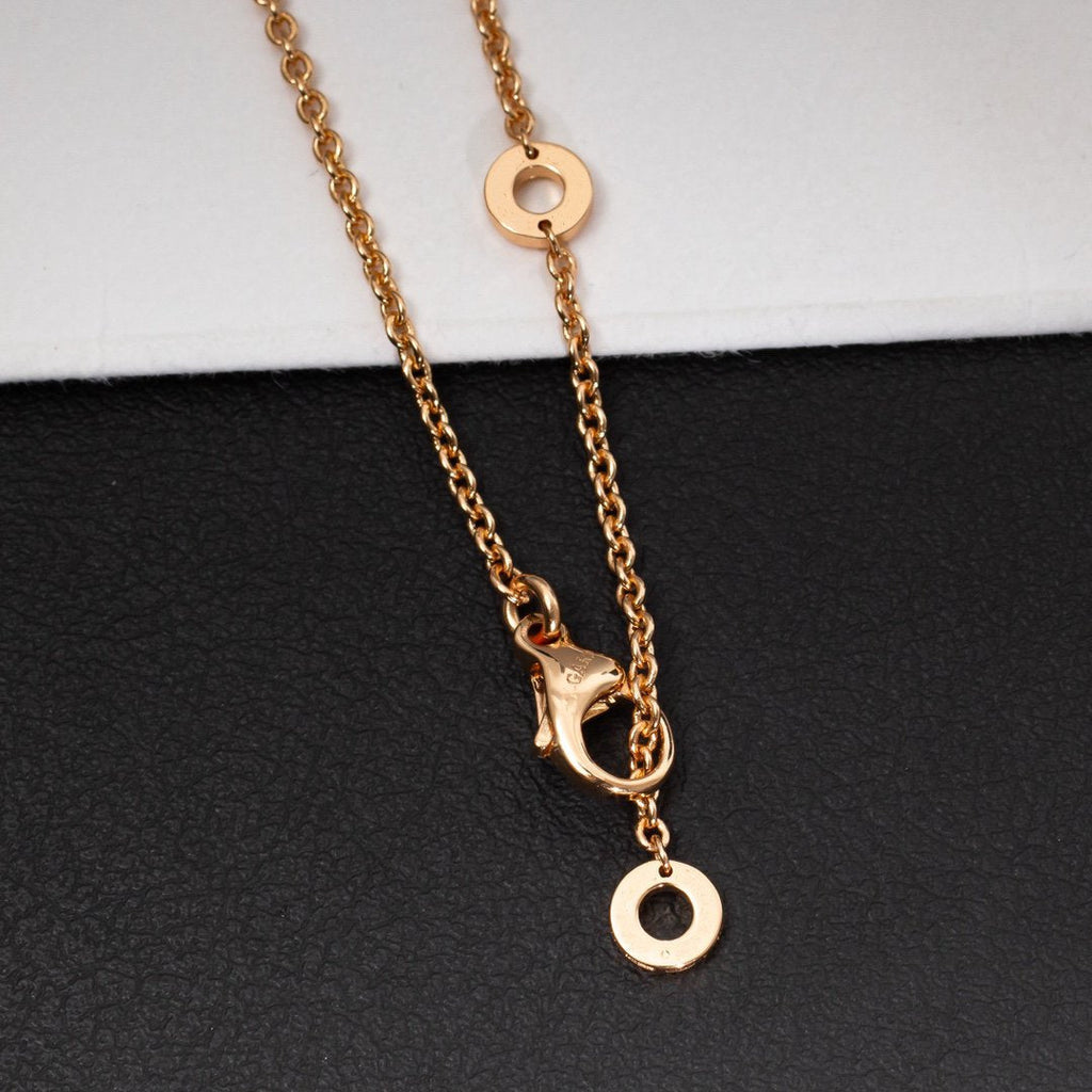 Bvlgari Zero 1 White Ceramic Pink Gold Cubic Zirconia Necklace