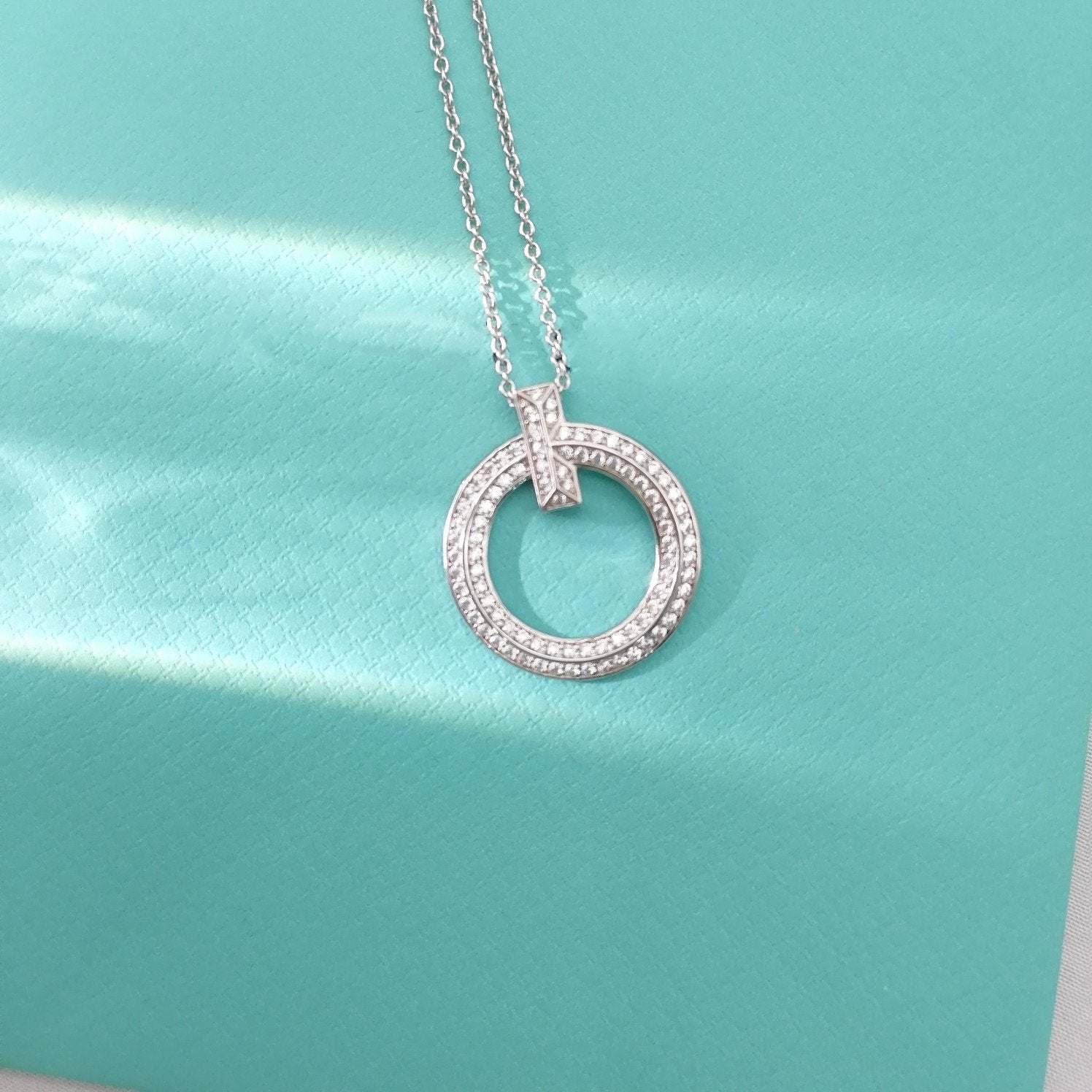 Tiffany T Wire Pendant Cubic Zirconia Necklace
