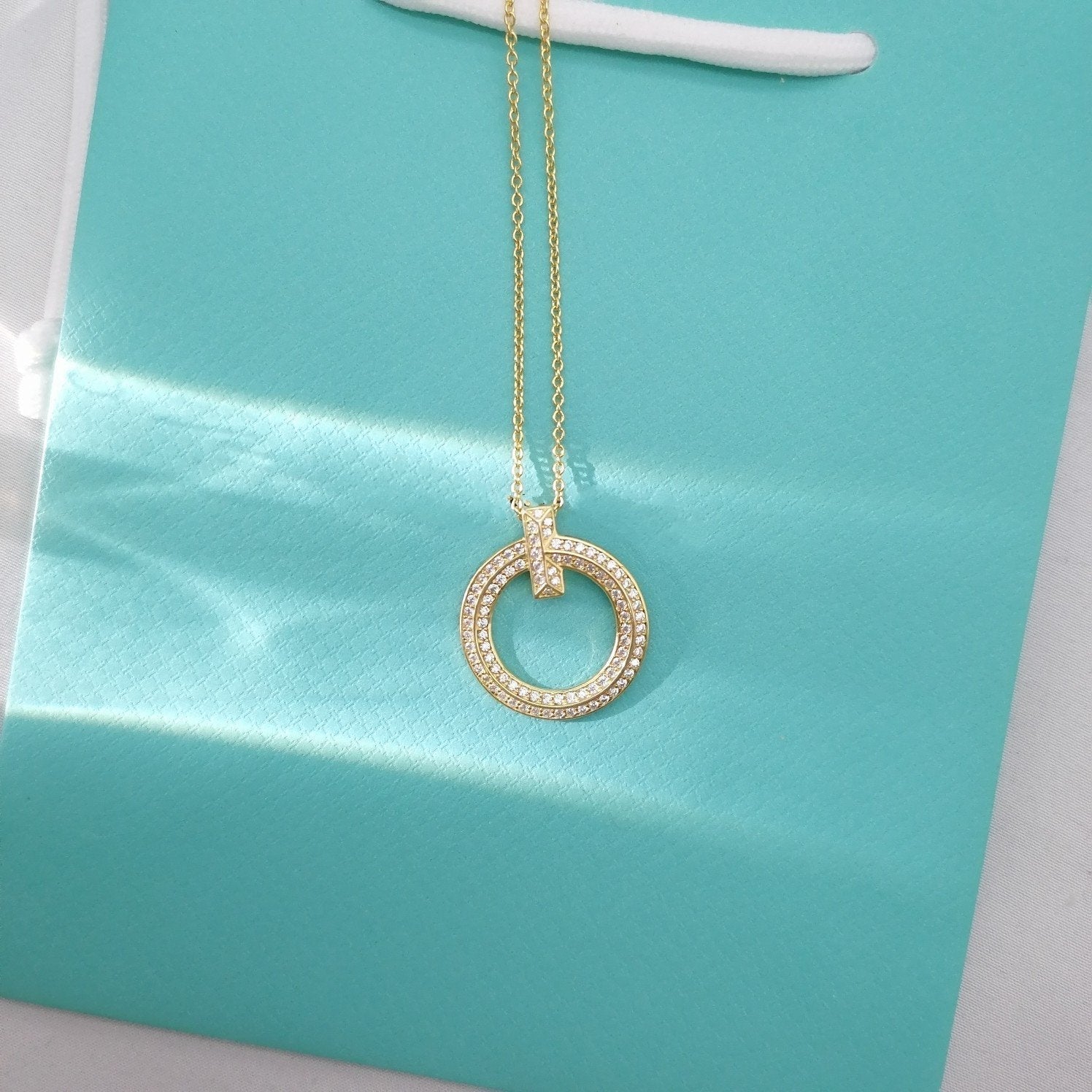 Tiffany T Wire Pendant Cubic Zirconia Necklace