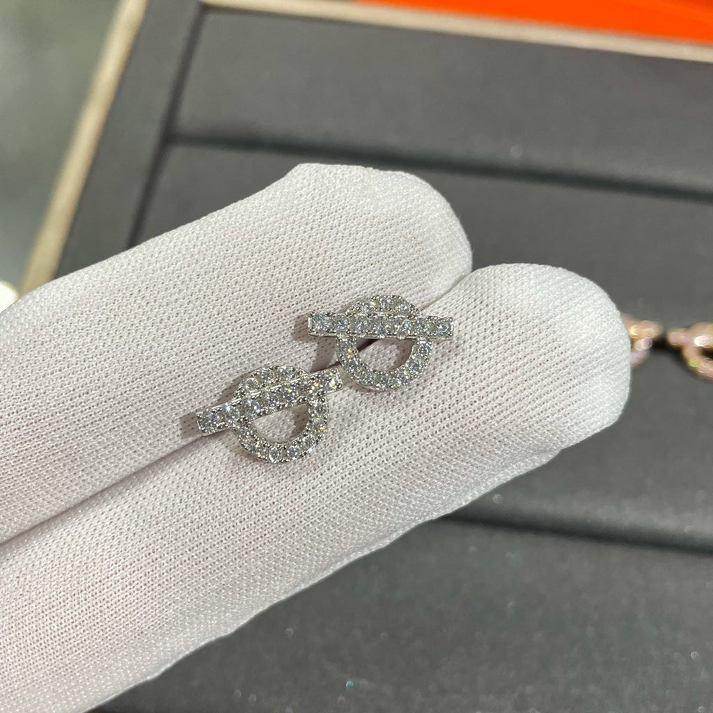 Hermes Echappee Mini Cubic Zirconia Stud Earrings
