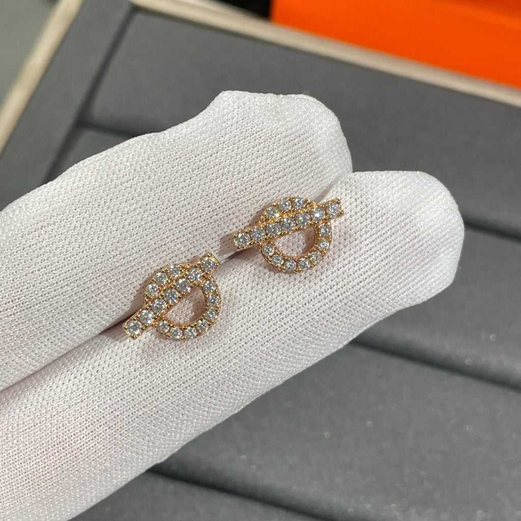 Hermes Echappee Mini Cubic Zirconia Stud Earrings