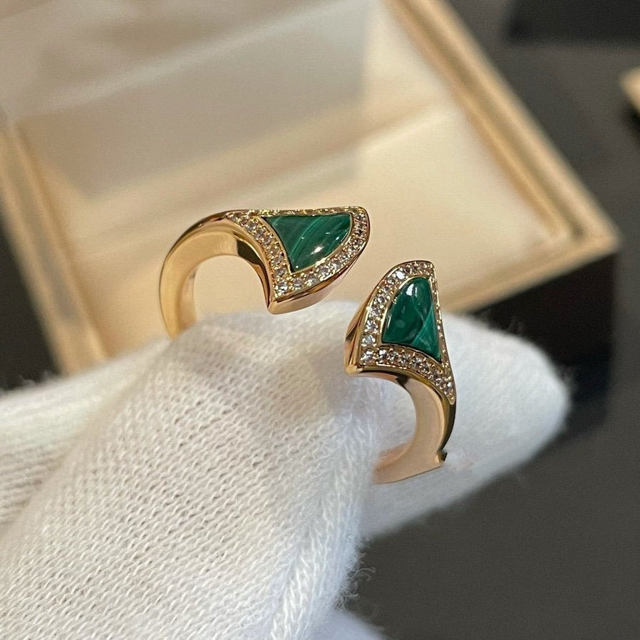 Bvlgari Dream Malachite Cubic Zirconia Open Ring