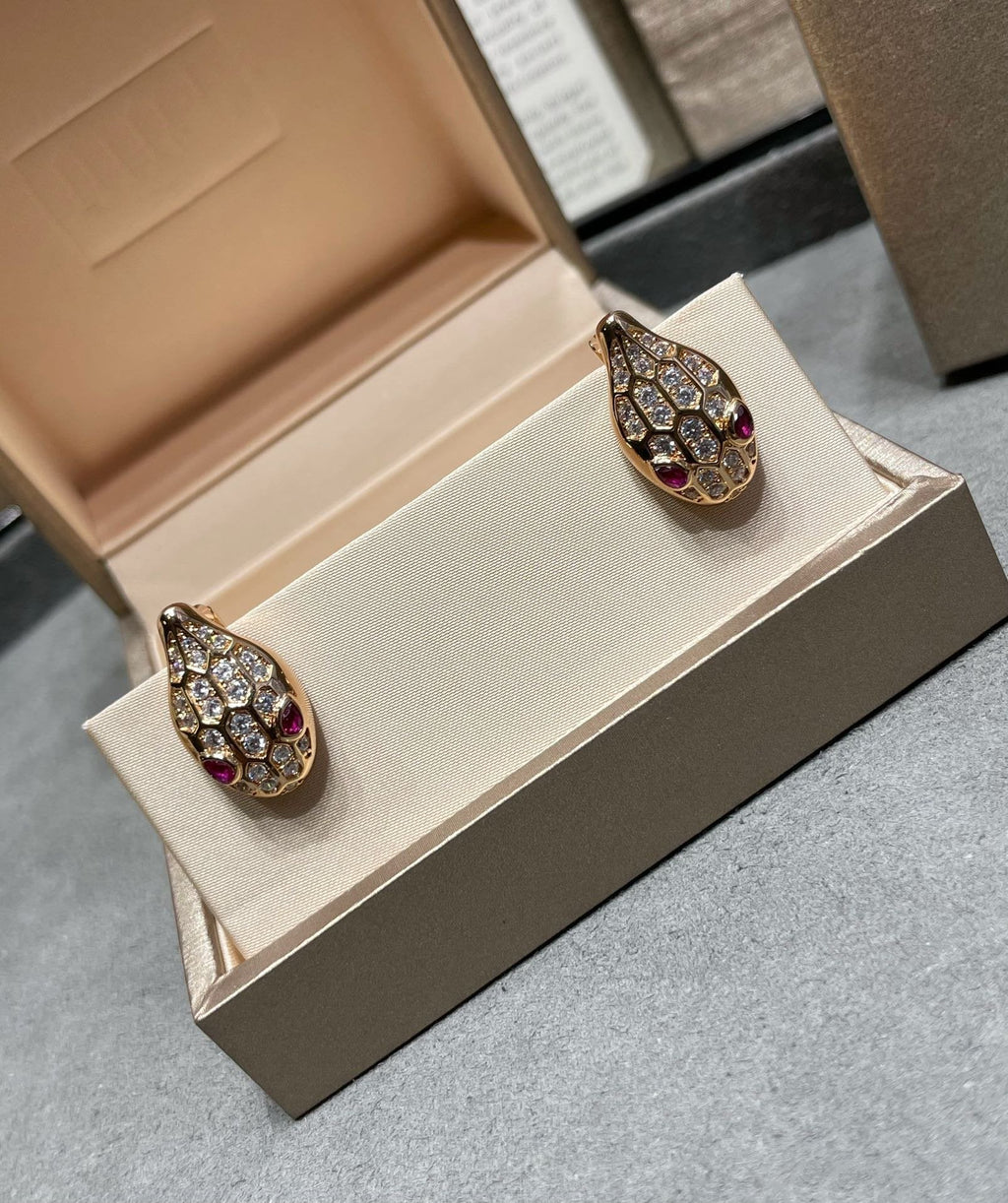 Bvlgari Serpent Cubic Zirconia Stud Earrings