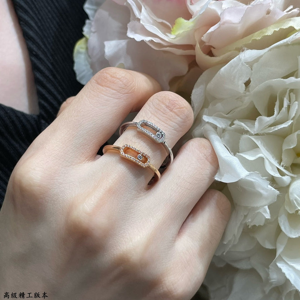 Messika Move Uno Pink Gold Cubic Zirconia Paved Ring