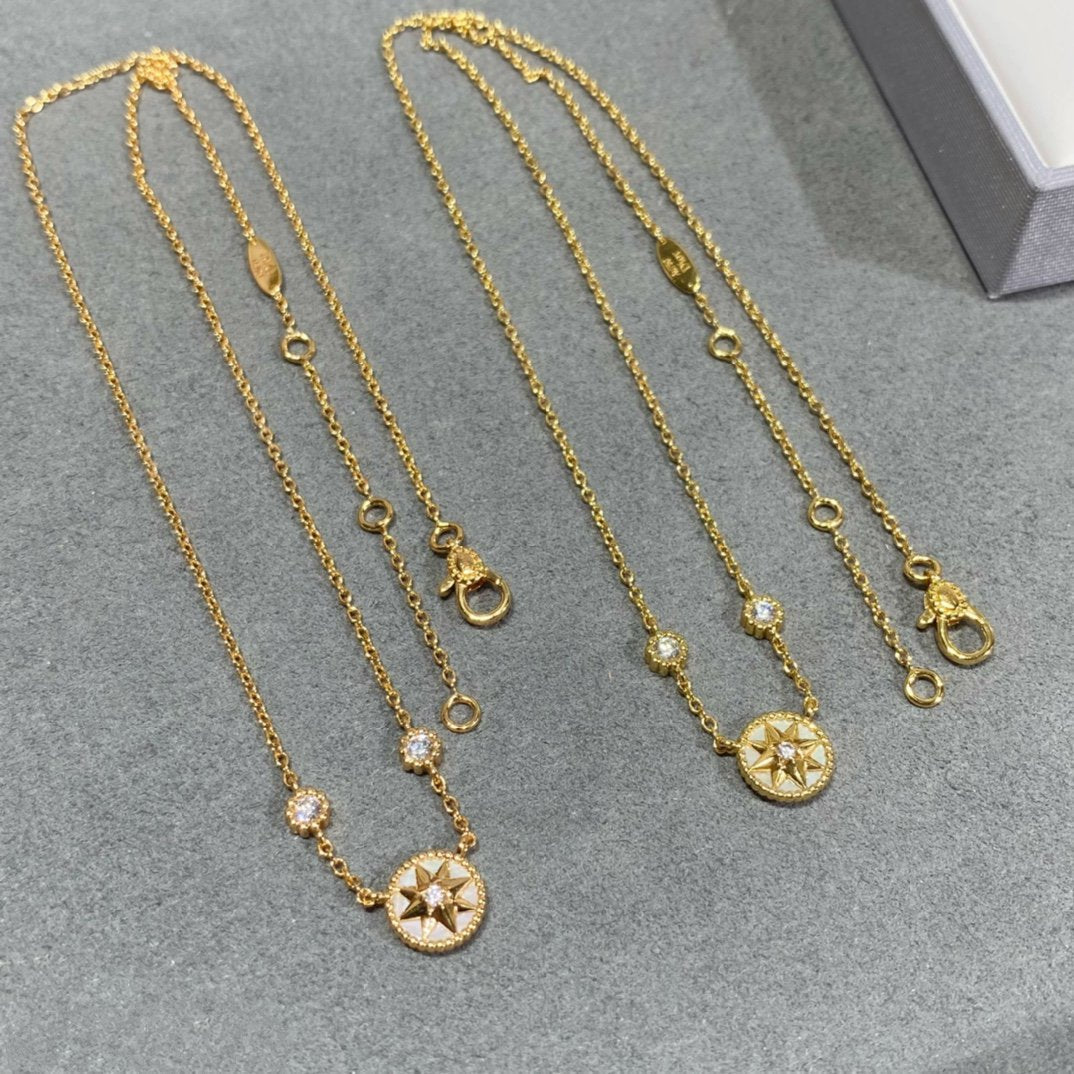 Dior Rose Vents 2 Diamond Pink Gold Necklace