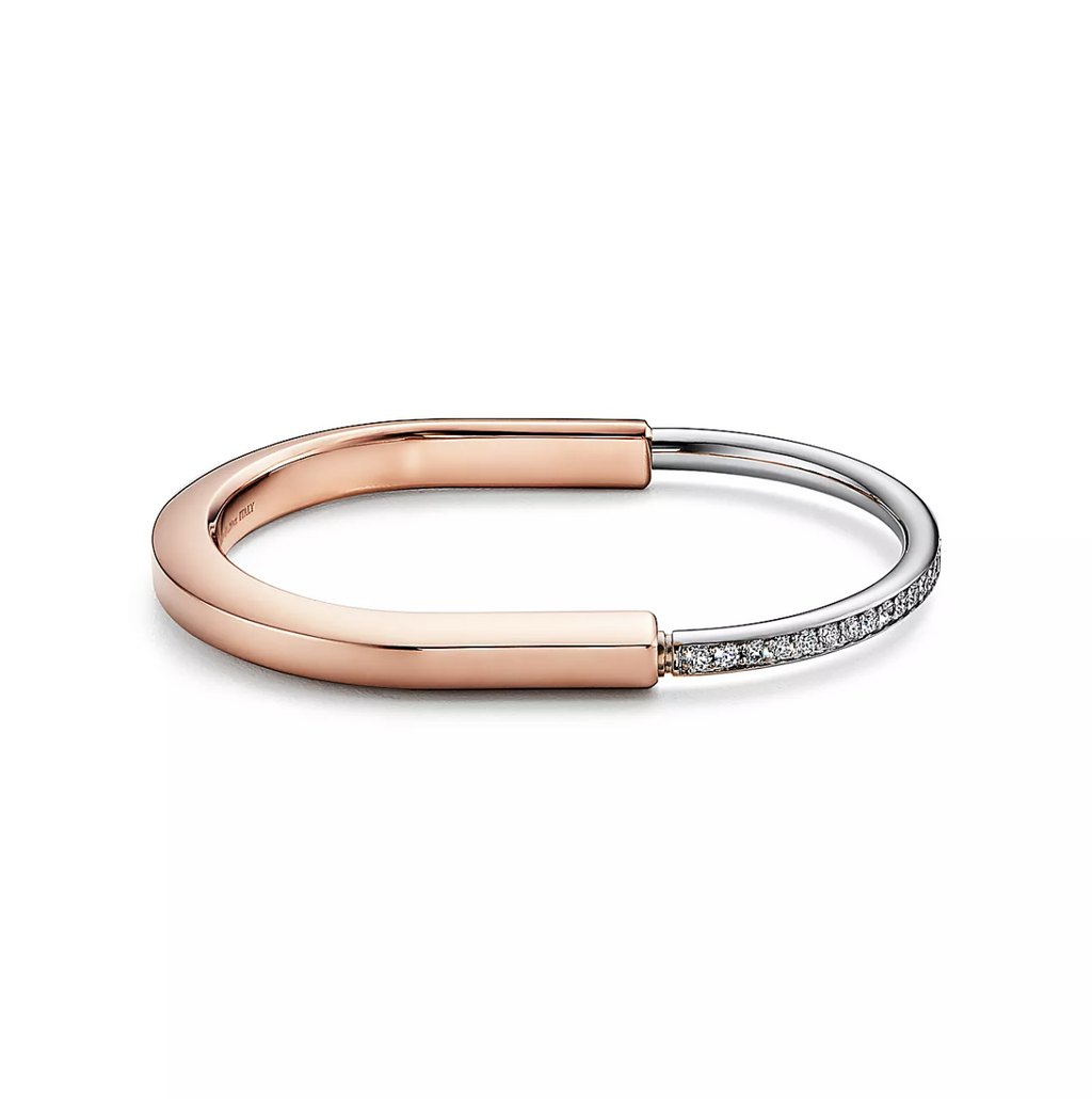 Tiffany Lock Bracelet Rose and White Gold Cubic Zirconia