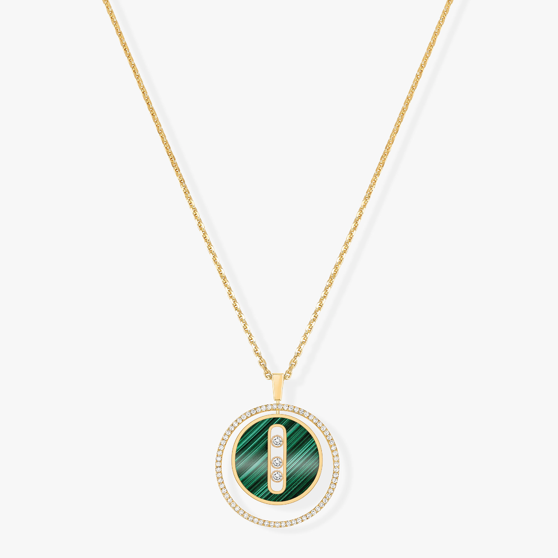 Messika Lucky Move 3 Cubic Zirconia Malachite Gold Necklace