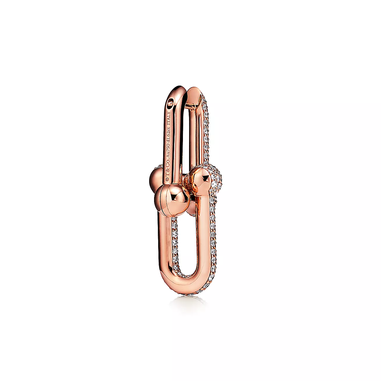 Tiffany Large Link Earrings Pink Gold with Paved Diamonds