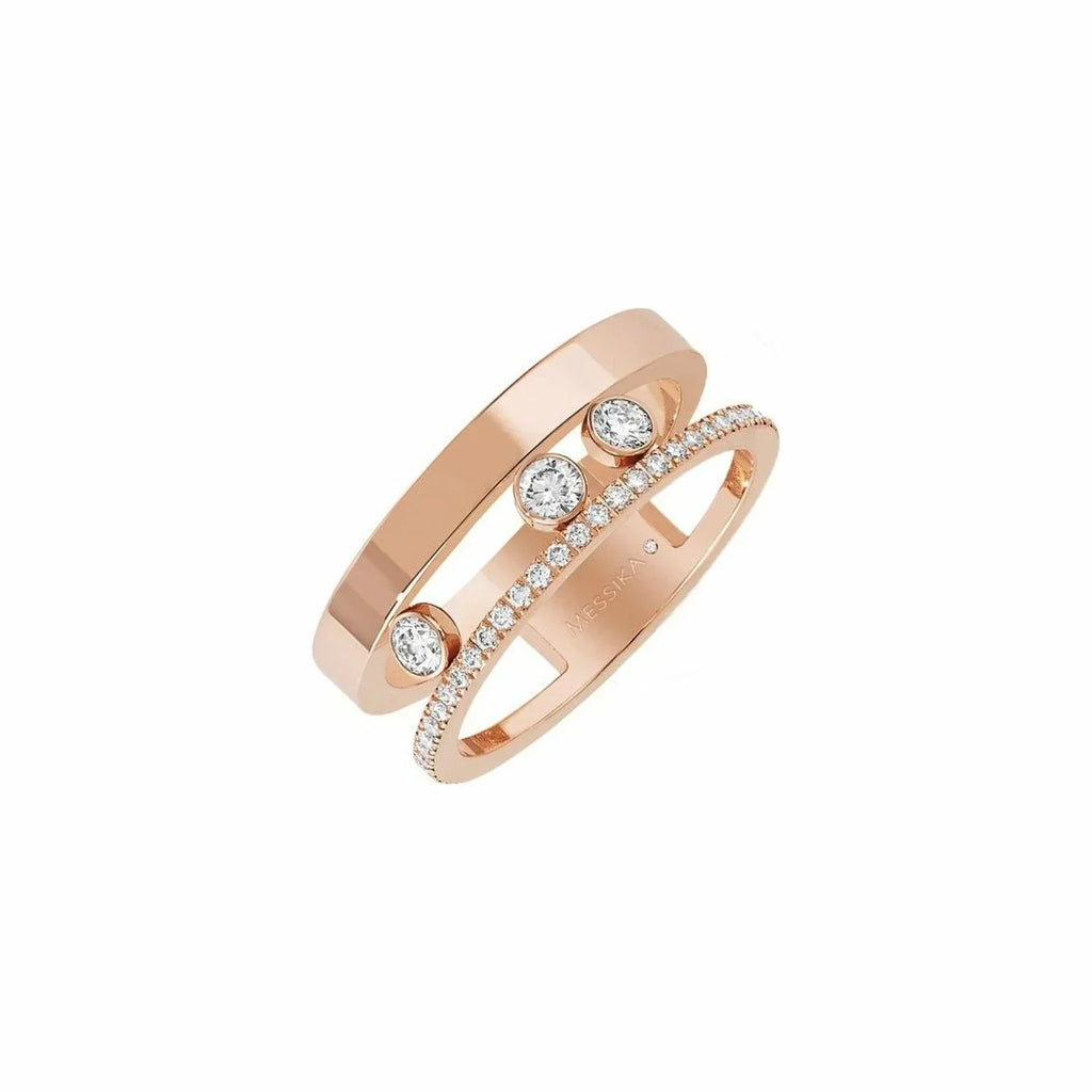 Messika Move Romane Pink Gold and Silver Cubic Zirconia Ring
