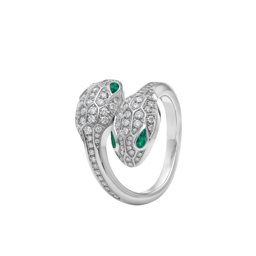 Bvlgari Serpenti Ring Malachite Cubic Zirconia Double Snake