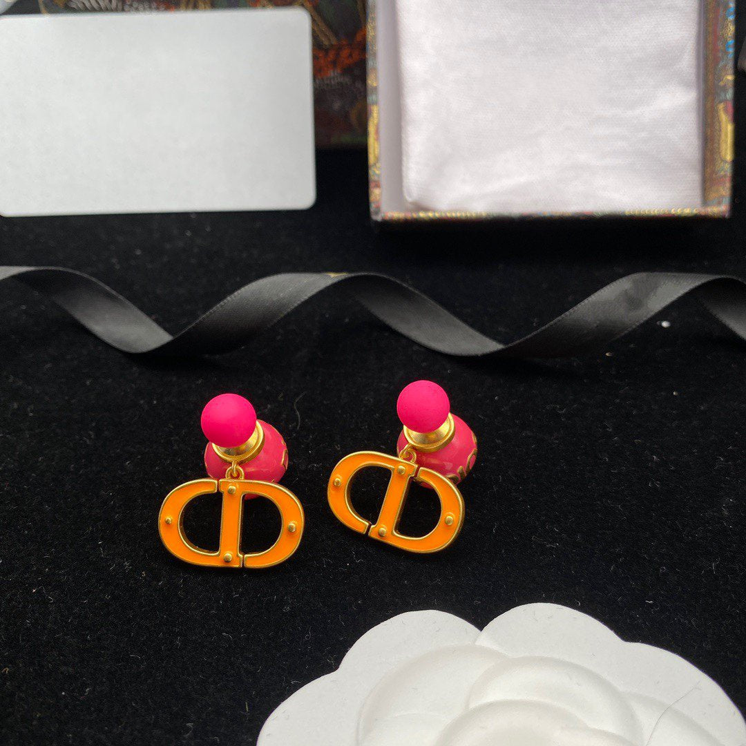Dior CD Pearl Pink Gold Earrings
