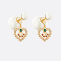 Dior D-Pearl Heart Gold Diamond Earrings