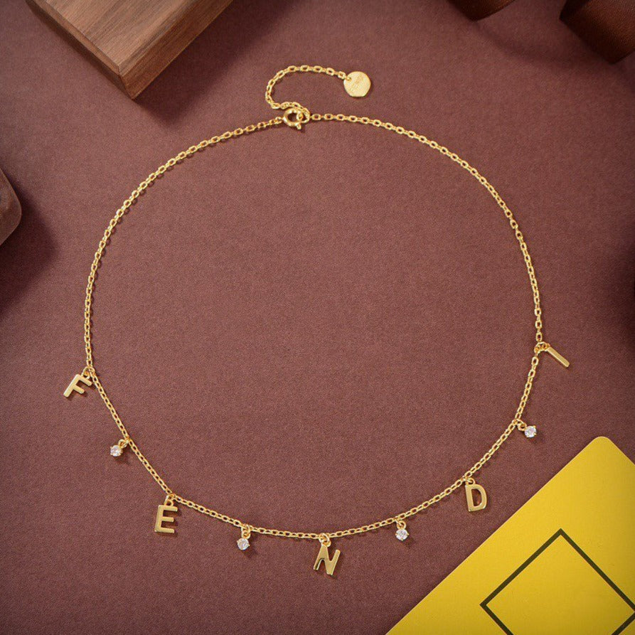 Fendi Fen Gold Diamond Necklace