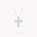 Graff Baguette Cut Silver Cubic Zirconia Cross Necklace