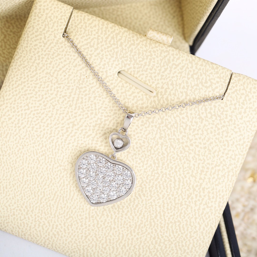 Chopard Happy Heart Necklace Silver Full Cubic Zirconia