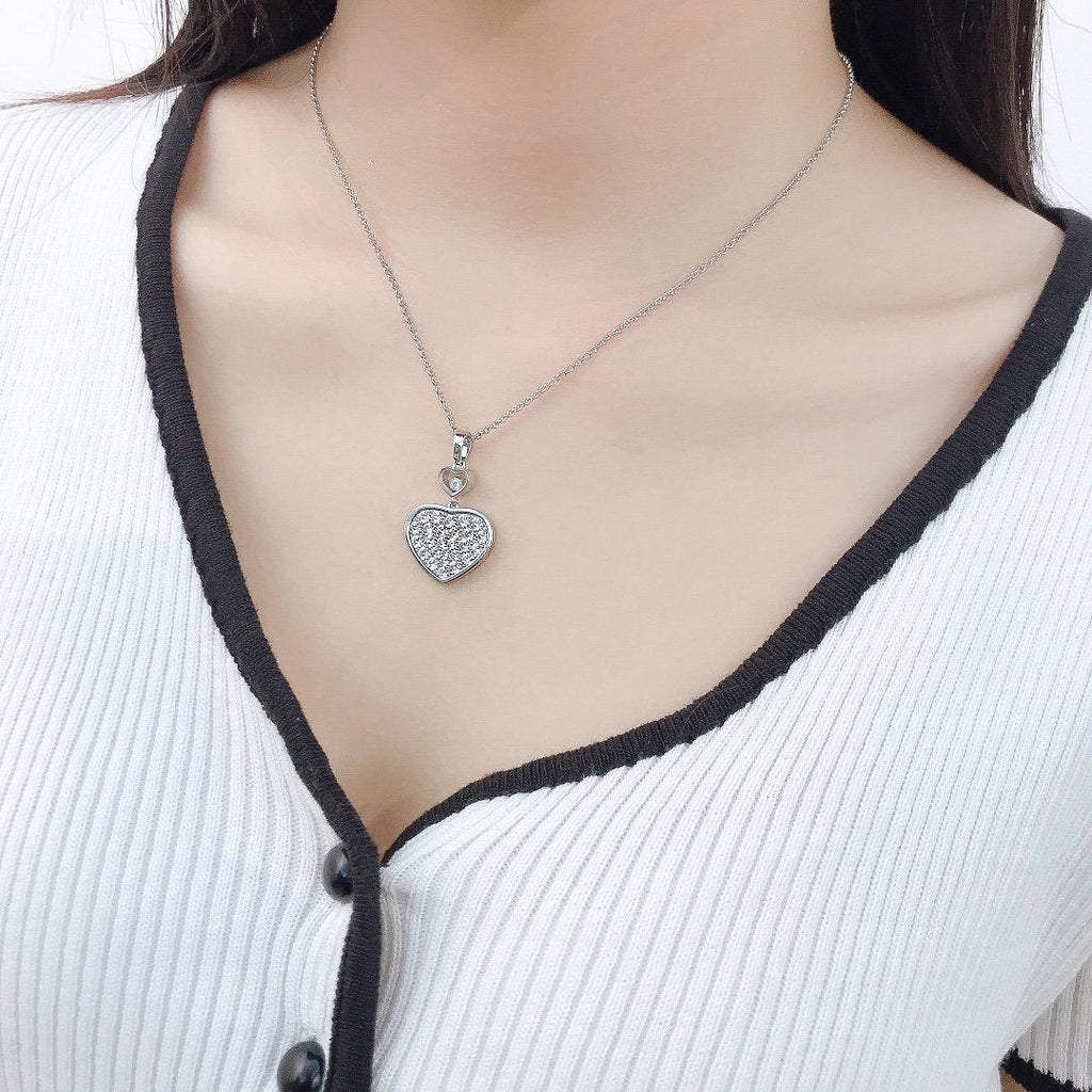 Chopard Happy Heart Necklace Silver Full Cubic Zirconia