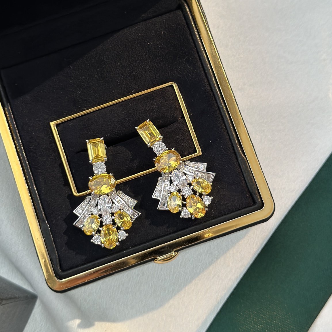Graff Gra Silver Yellow Diamond Earrings