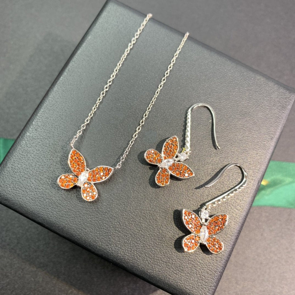 Graff Butterfly Orange Cubic Zirconia Paved Necklace