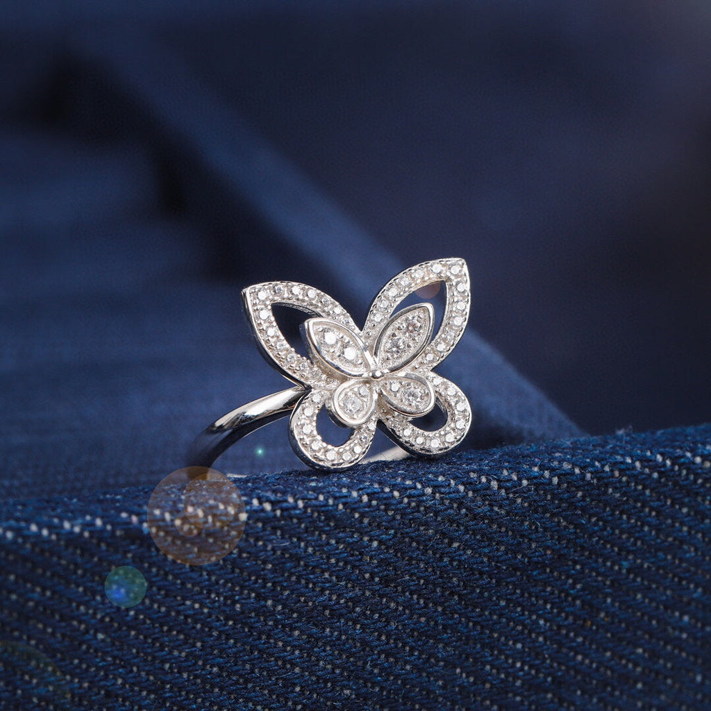 Graff Butterfly Silhouette Silver Cubic Zirconia Ring