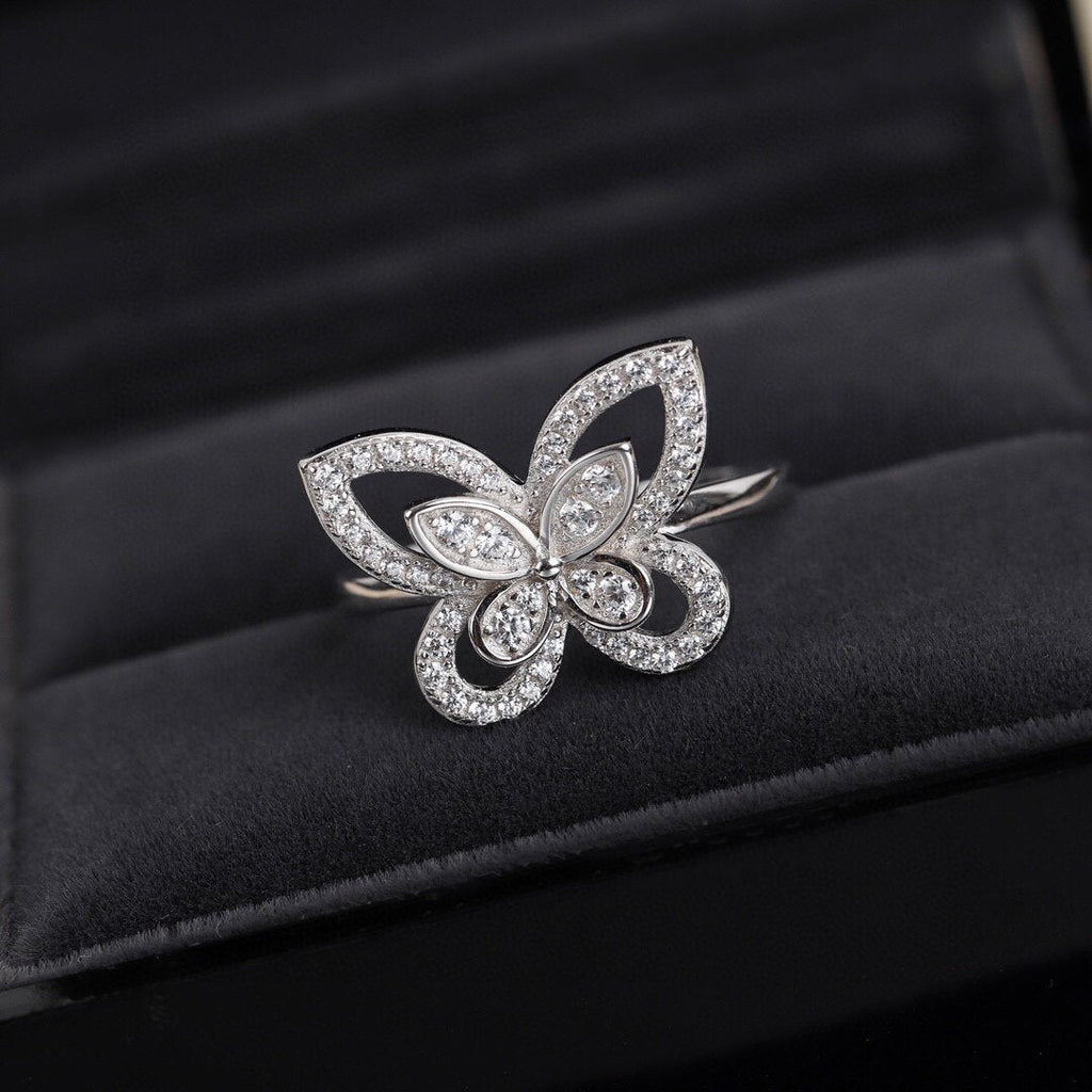 Graff Butterfly Silhouette Silver Cubic Zirconia Ring