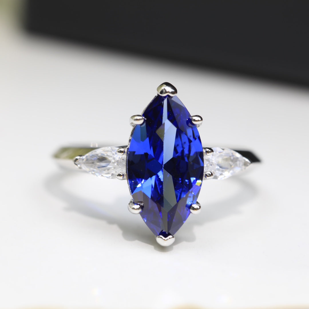 Graff Promise Marquise Cut Blue Cubic Zirconia Engagement Ring
