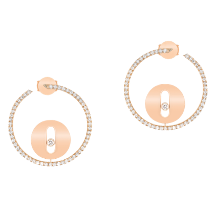 Messika Creoles Lucky Move PM Pink Gold Cubic Zirconia Earrings
