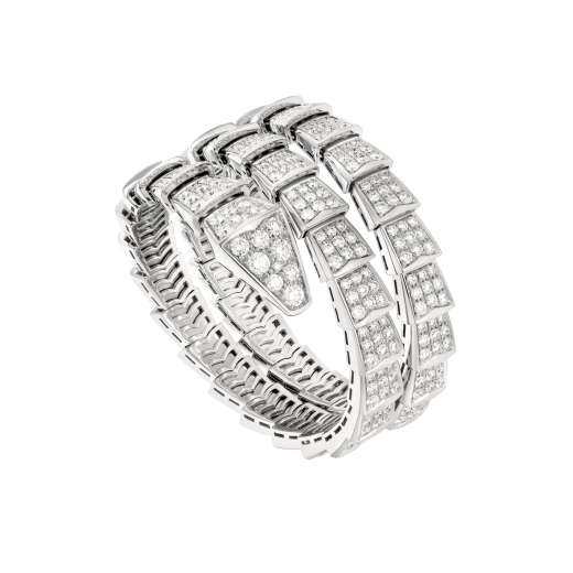 Bvlgari Serpenti Bracelet 8MM Silver Cubic Zirconia Double Row