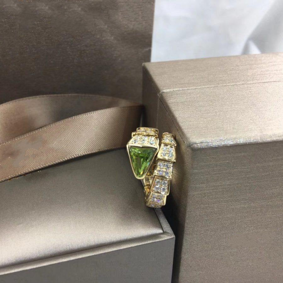 Bvlgari Serpenti Ring Gold Cubic Zirconia Malachite