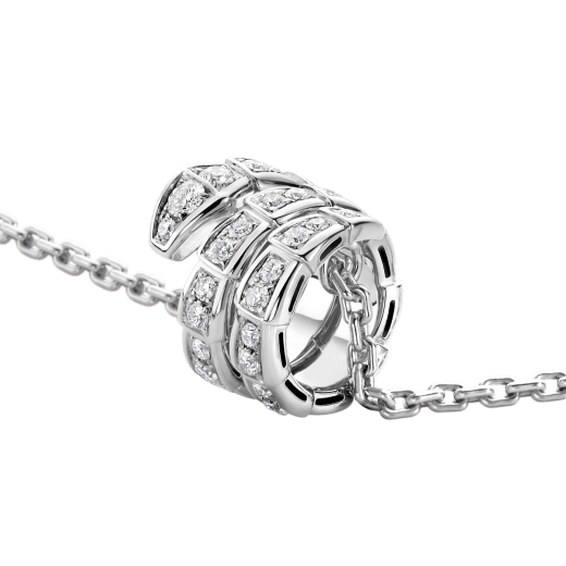 Bvlgari Serpenti Silver Necklace Double Ring Cubic Zirconia