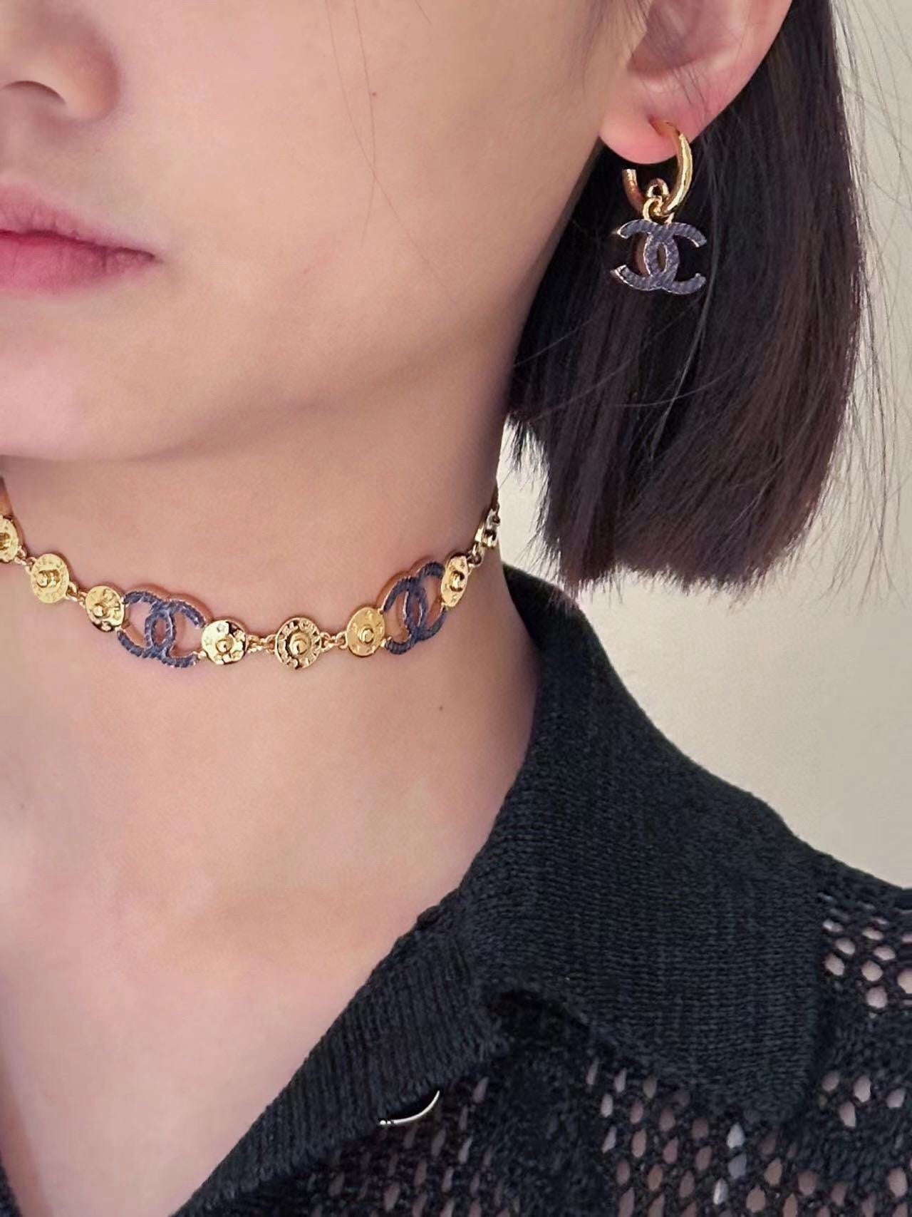 Chanel Logo Heart Earrings