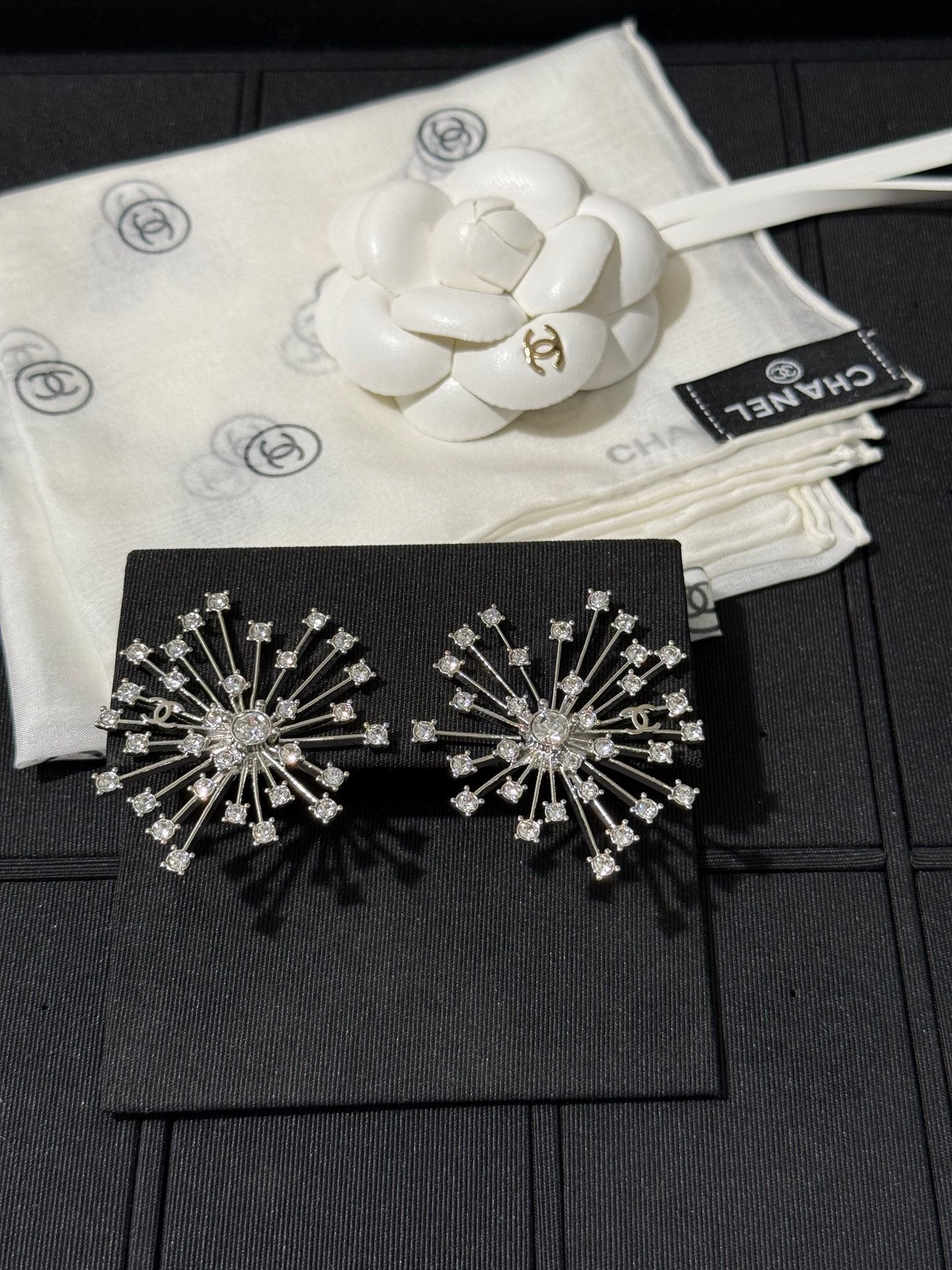 Chanel 2026 Sparkling Crystal Double C Firework Earrings