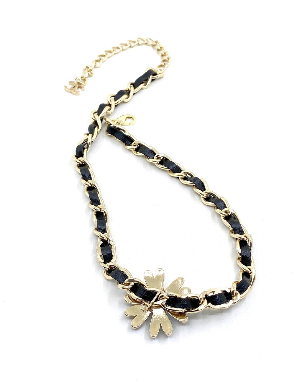 Chanel Flower Leather Choker Necklace