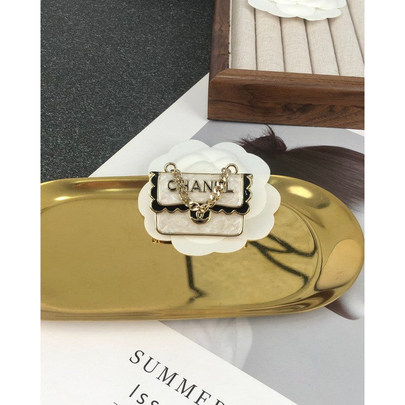 Chanel White Bag Brooch