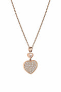 Chopard Happy Heart Necklace Pink Gold Full Cubic Zirconia