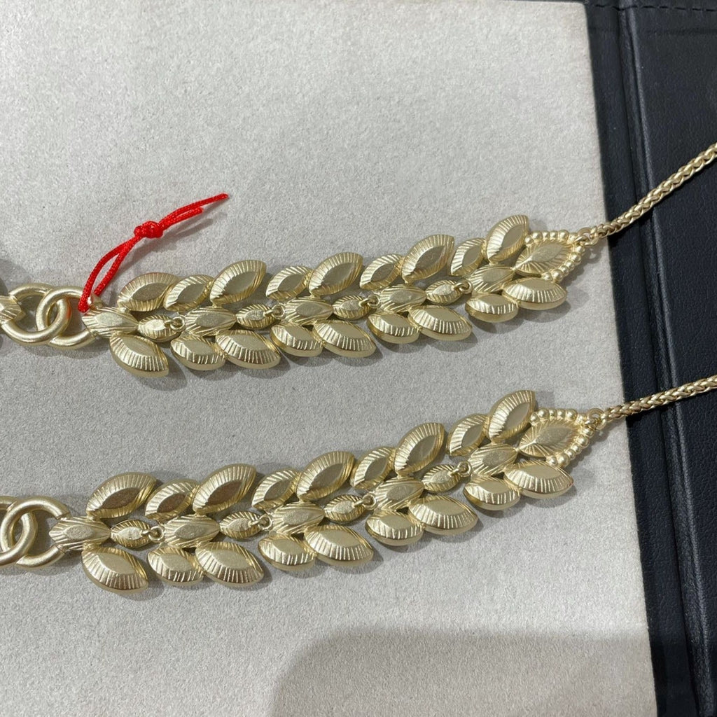 Chanel Double C Small Fragrant Wheat Ear Gold Cubic Zirconia Necklace